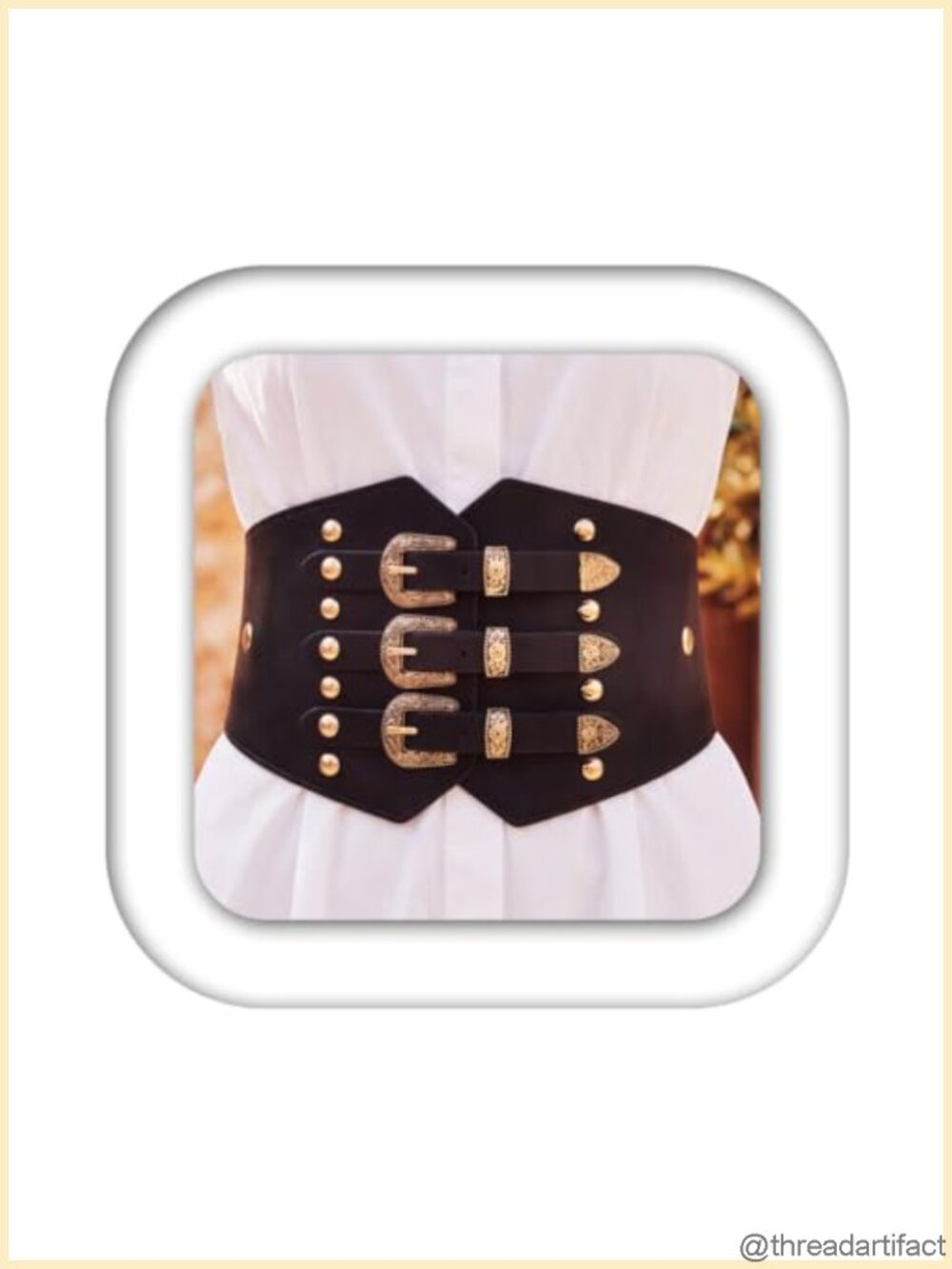Wide Leather Elastic Waist Corset Belt Gold Buckle Women's